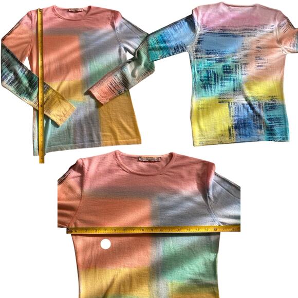 Melarosa Italy Cashmere & Silk Pastel Modernist Knit Top, Small - Picture 3 of 5